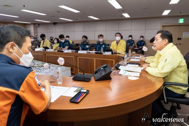 이재준 시장이 ‘2022 을지연습 연계 3분기 통합방위협의회’에서 발언하고 있다.