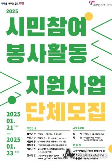 2025 시민참여 봉사활동 지원사업 단체모집 홍보 포스터