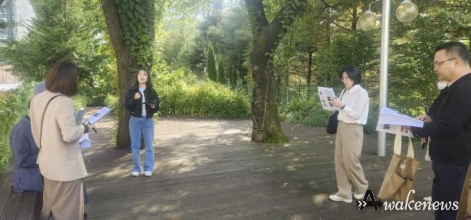 시온고등학교 학교숲 현장평가 모습