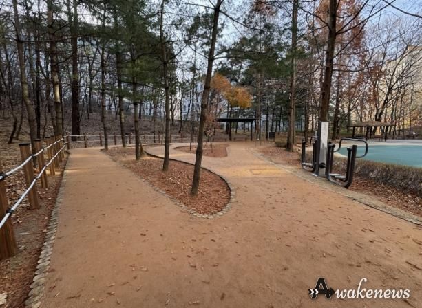 새롭게 단장한 용인특례시 기흥구 보정동에 있는 '큰솔근린공원 맨발길'