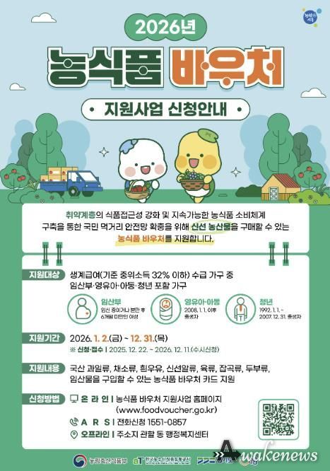 '2026년 농식품 바우처 지원사업 신청안내' 포스터