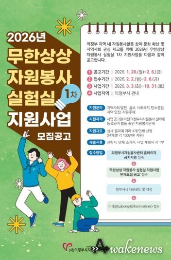 (사)의정부시자원봉사센터'2026년 무한상상 자원봉사 실험실' 1차 지원사업 공모