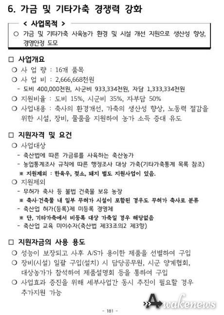 가금 및 기타가축 경쟁력 강화