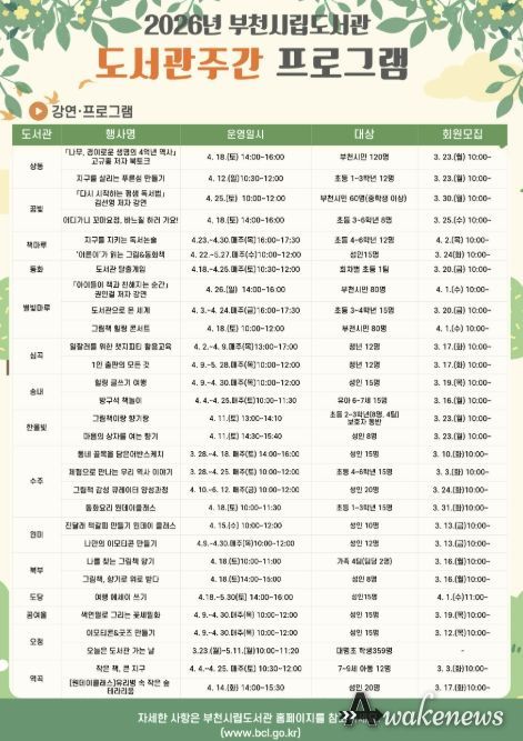 도서관주관 운영 프로그램 안내 이미지